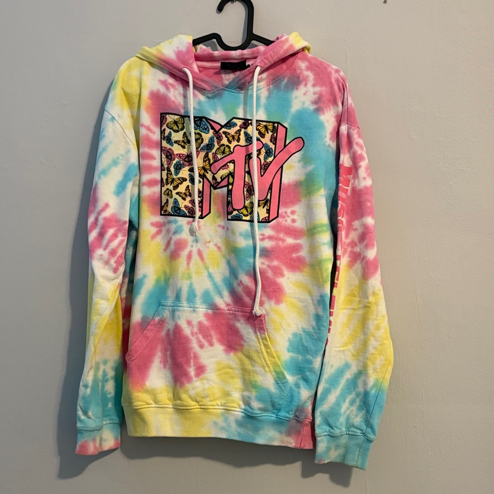 MTV Tie-Dye Hoodie - Pink, Blue, Yellow